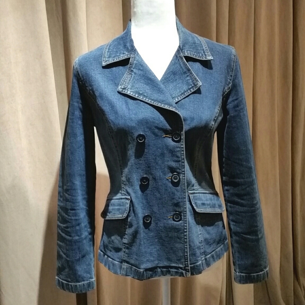 Ann Taylor double breasted denim blazer